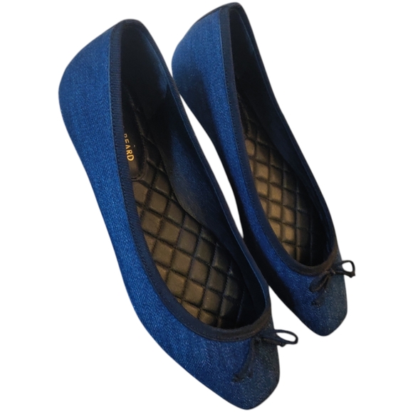 NEW Veronica Beard Beatrix Denim Slip On Bow Ballet Flats. Color Mountain Blue. - Picture 7 of 11